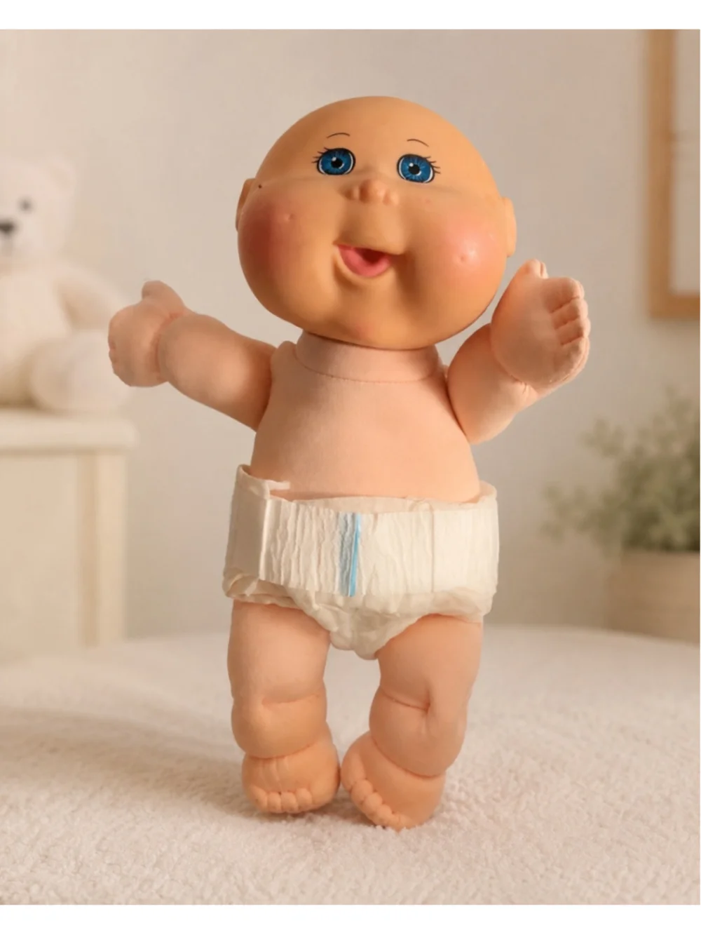 Cabbage Patch Kids 2018 Baby Doll Blue Eyes Bald Soft Body Outfit CPK